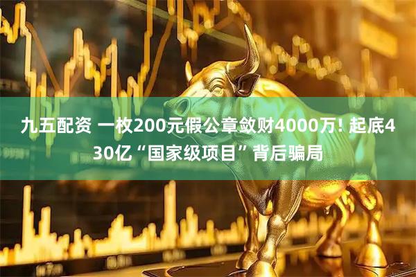 九五配资 一枚200元假公章敛财4000万! 起底430亿“国家级项目”背后骗局